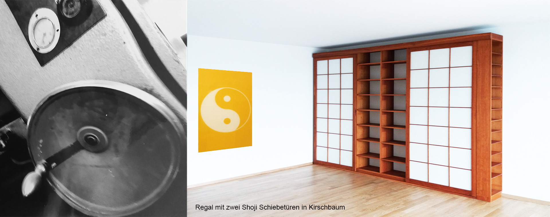 Regal mit zwei Shoji Schiebetüren in Kirschbaum