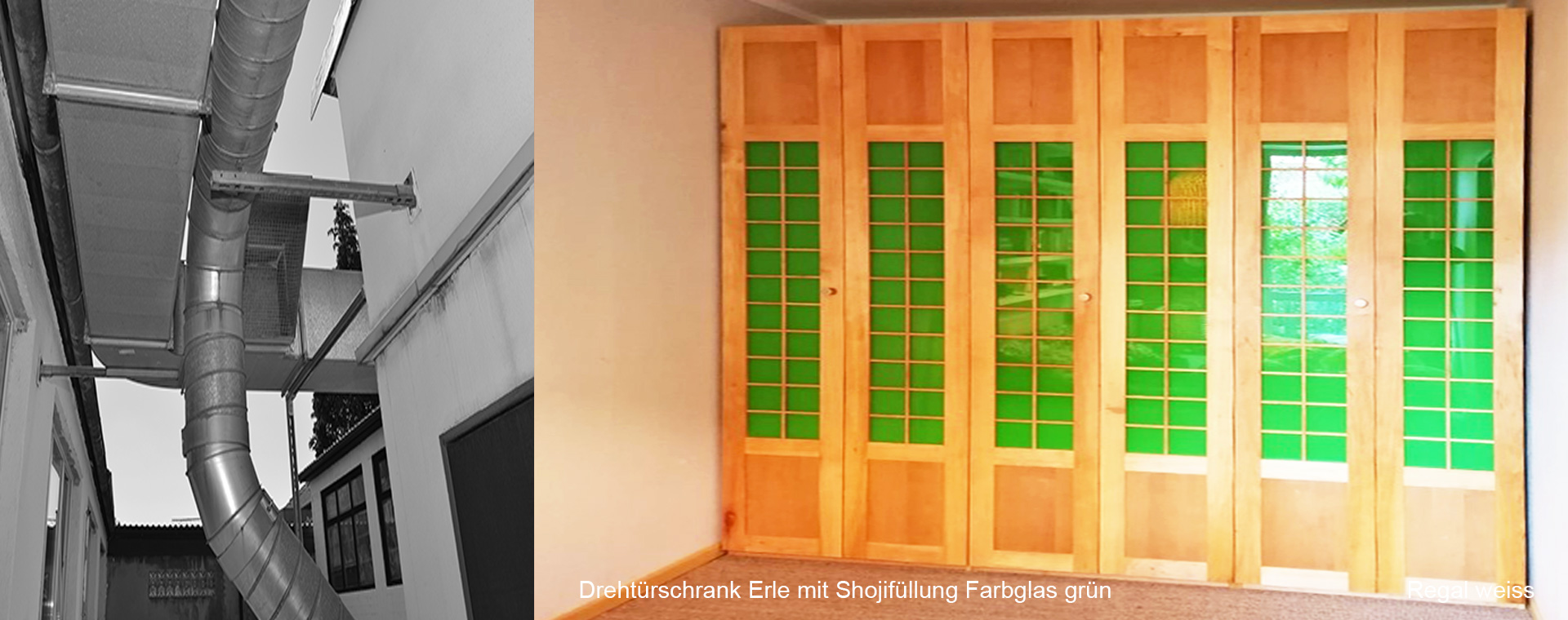 Drehtürschrank in Erle geölt. Mit Shojifüllungen und Kick/ Headboard.