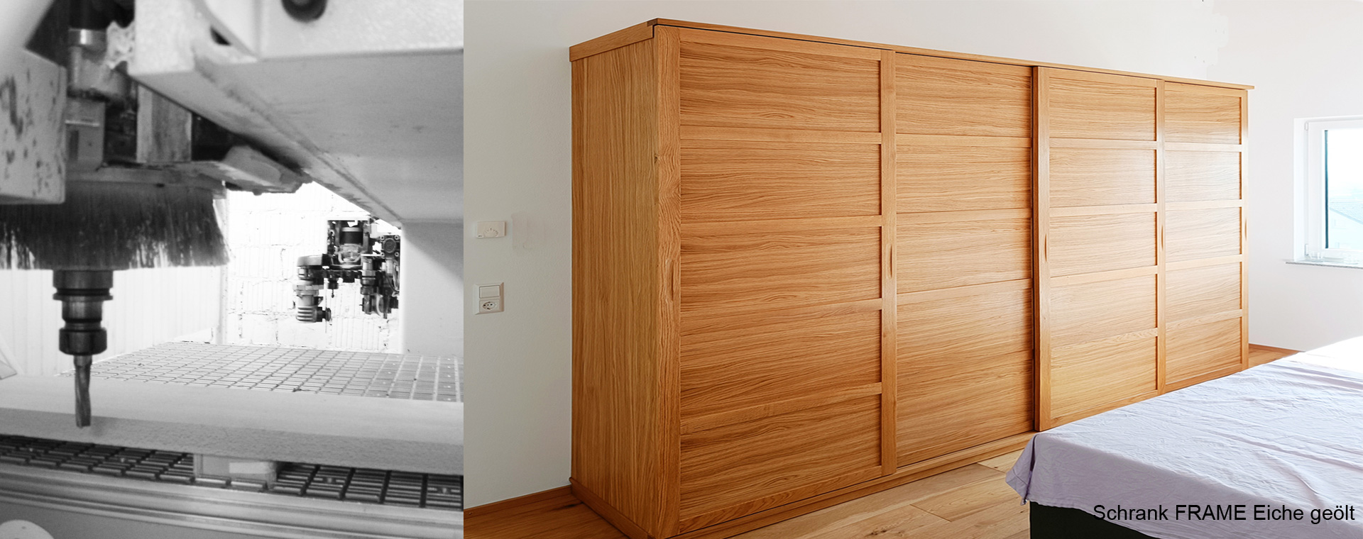 Schiebetürschrank FRAME in Eiche geölt.